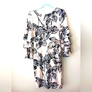 Calvin Klein White Black Floral Pattern Women Dress Size 2 Pre-owned